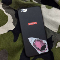 潮牌酷黑鲨鱼iphone6磨砂手机壳 苹果6plus个性手机保护套 硬壳