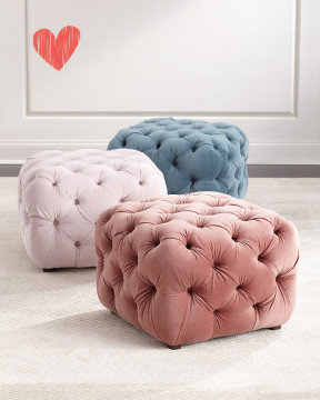 美式全拉扣简约粉色布艺换鞋凳卧室休息凳化妆凳可定制