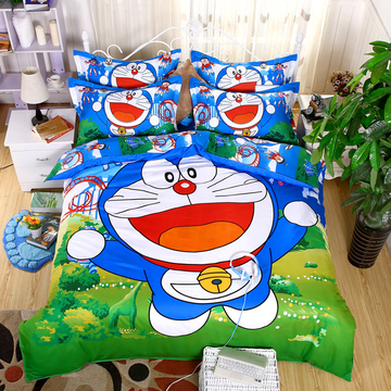 哆啦A梦四件套卡通全棉被套机器猫儿童床上用品被单4三件套1.52.0
