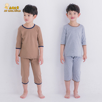 韩国儿童睡衣5分袖男童纯棉家居服套装中大童短袖空调服春夏薄款