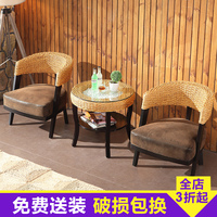 藤椅三件套阳台休闲椅阳台桌椅茶几客厅实木椅子天然藤编家具组合