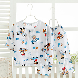 儿童绵绸睡衣夏季薄款宝宝人造棉绸七分袖空调服套装1-3-5-7周岁
