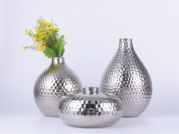 银色陶瓷花器花瓶家饰工艺品软装饰品摆设北欧简约现代新古典