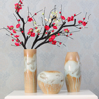 手工创意陶泥花瓶展示厅陶瓷器摆件套装景德烧陶瓷干花插客厅花器