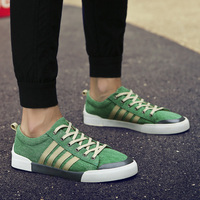 夏季潮鞋韩版帆布鞋潮流男透气板鞋男鞋子学生运动休闲鞋绿色布鞋