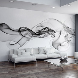 中式壁纸墙纸电视背景影视壁画客厅卧室沙发无缝墙布烟云抽象黑白