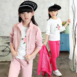 童装女童秋季套装2016新款韩版儿童秋装中大童休闲运动三件套衣服