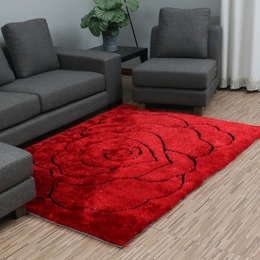馨适居地毯客厅茶几隔音婚房亮丝地毯超细丝红色地毯凹凸图案地毯
