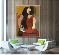 欧美抽象油画毕加索坐着的女人客厅装饰画卧室书房过道走廊挂画
