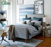 宜家卧室实木软包床双人布艺软床 1.8米2.0米高档简约美式软包床