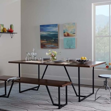 美式咖啡厅实木家具餐桌 原木复古铁艺家庭餐桌椅会议桌长餐桌