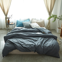 纯色简约北欧水洗全棉床上用品纯棉1.5m1.8米双人床单被套4四件套