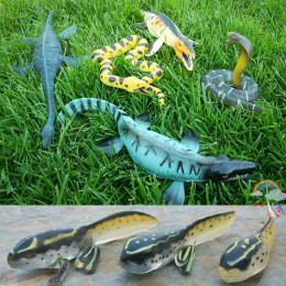 仿真恐龙动物模型沧龙 蛇颈龙 侧齿龙 眼镜王蛇 鲨鱼爬行动物玩具