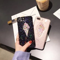 夏日韩国iPhone7流动冰淇淋手机壳7p闪粉tpu软壳流沙6s全包滴胶女