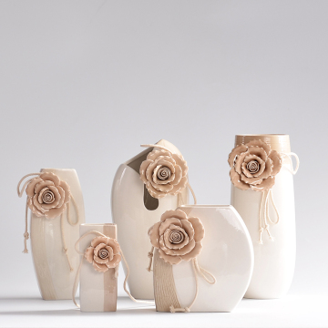 欧式白色陶瓷花瓶 干花简约落地瓷器客厅摆件餐桌装饰品创意插花