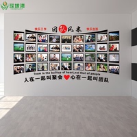 公司企业办公室文化墙装饰团队励志照片墙贴画相框墙贴纸团队风采