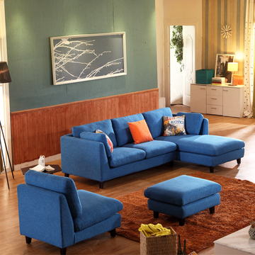 北欧布艺沙发 简约欧式小户型双人实木沙发小清新后现代田园欧式