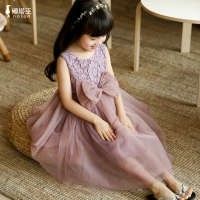 娜塔巫韩版童装2016夏装新款女童公主背心裙儿童无袖拼纱连衣裙子